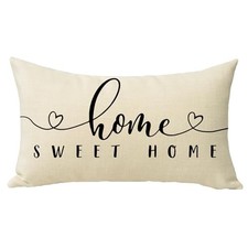 Lumbar Decorative Throw Pillow Cover 12 x 20, Rectangular Love Home Sweet Home