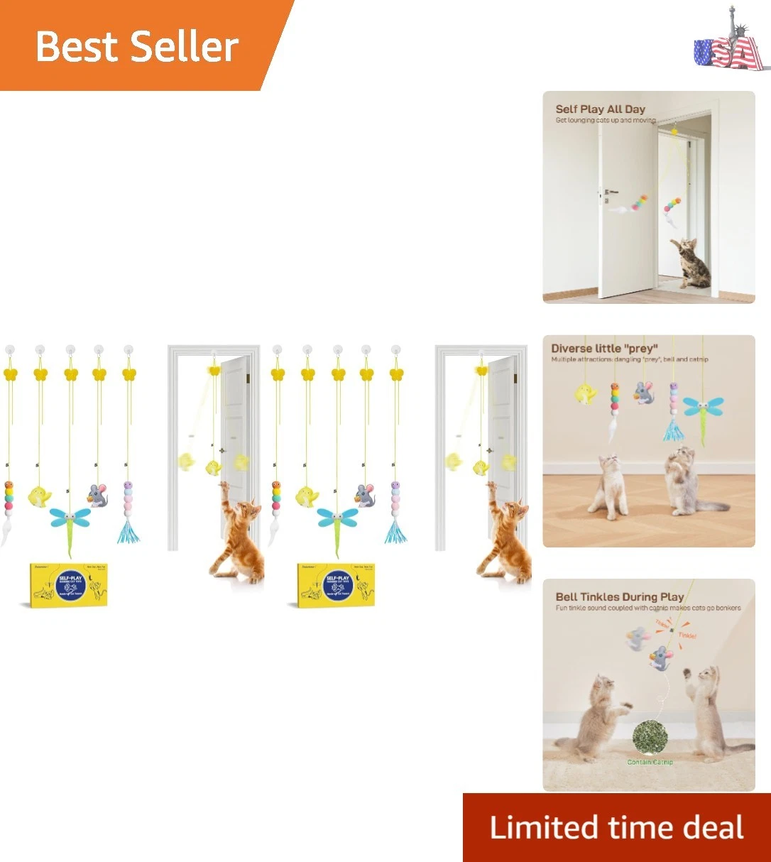 Interactive Cat Feather Toys - 5 Pcs Catnip Teaser Set, Indoor Play for All Cats