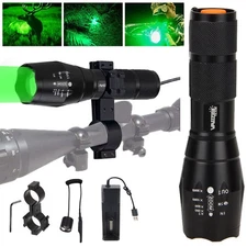 800Yards Green Light LED Flashlight Zoomable Torch Coyote Hog Varmint Hunting