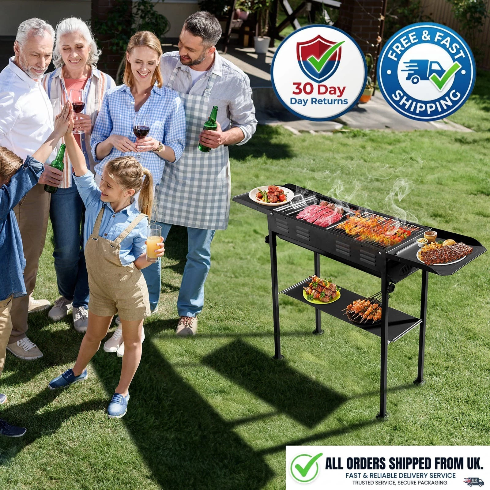 Portable Hibachi Charcoal Grill Folding BBQ for Camping Backyard