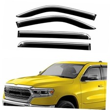 Extra Durable Window Deflectors Chrome Trim Tape-On Window For Dodge RAM 19-25