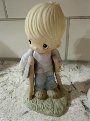 Precious Moments He Watches Over Us All Boy on Crutches 1979 NO BOX