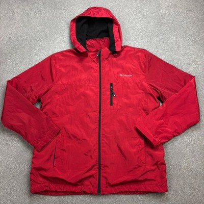 Columbia Jacke Erwachsene X Large rot Bomber Kapuze Regen gefüttert Outdoor Mantel Herren