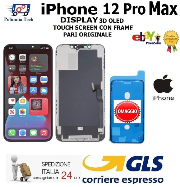 Iphone 12 Pro Max Display Touchscreen Glas Rahmen Paar Original Top GLS 24, NEU-image