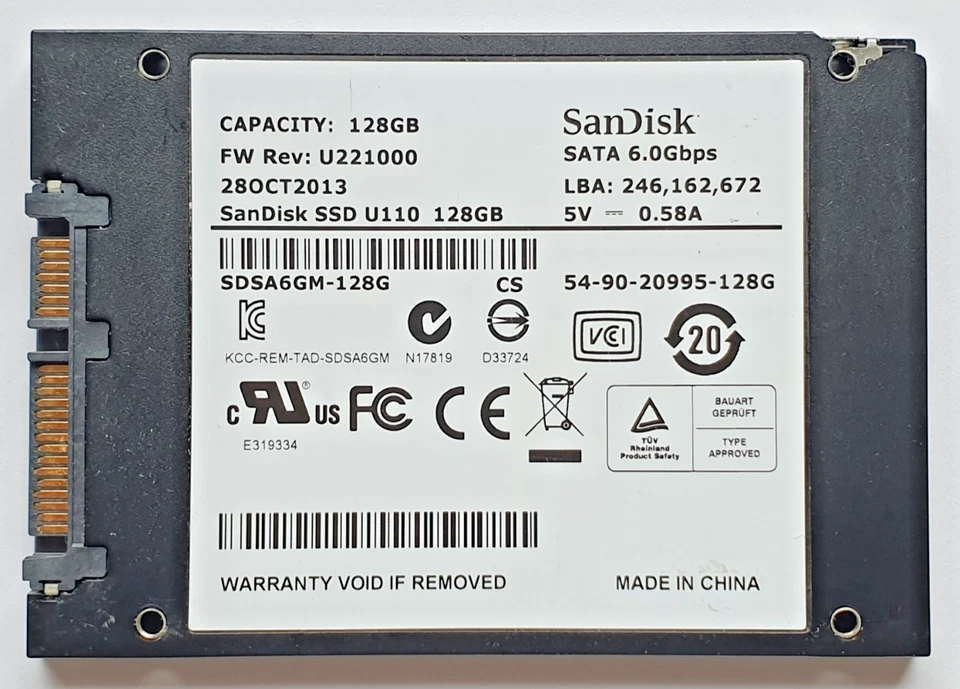 128 GB SATA III SanDisk U110 SDSA6GM-128G 2D-NAND MLC SSD 2.5" Festplatte - Bild 1 von 1