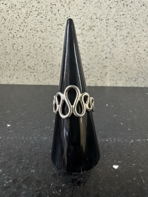 Vintage Silber Ring Wellenstil Sterlingsilber Größe N