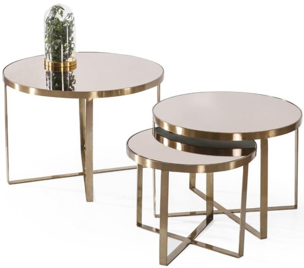 Elegant Stilvoll Couchtische Wohnzimmer Hold Rund Modern Neu Gold-image