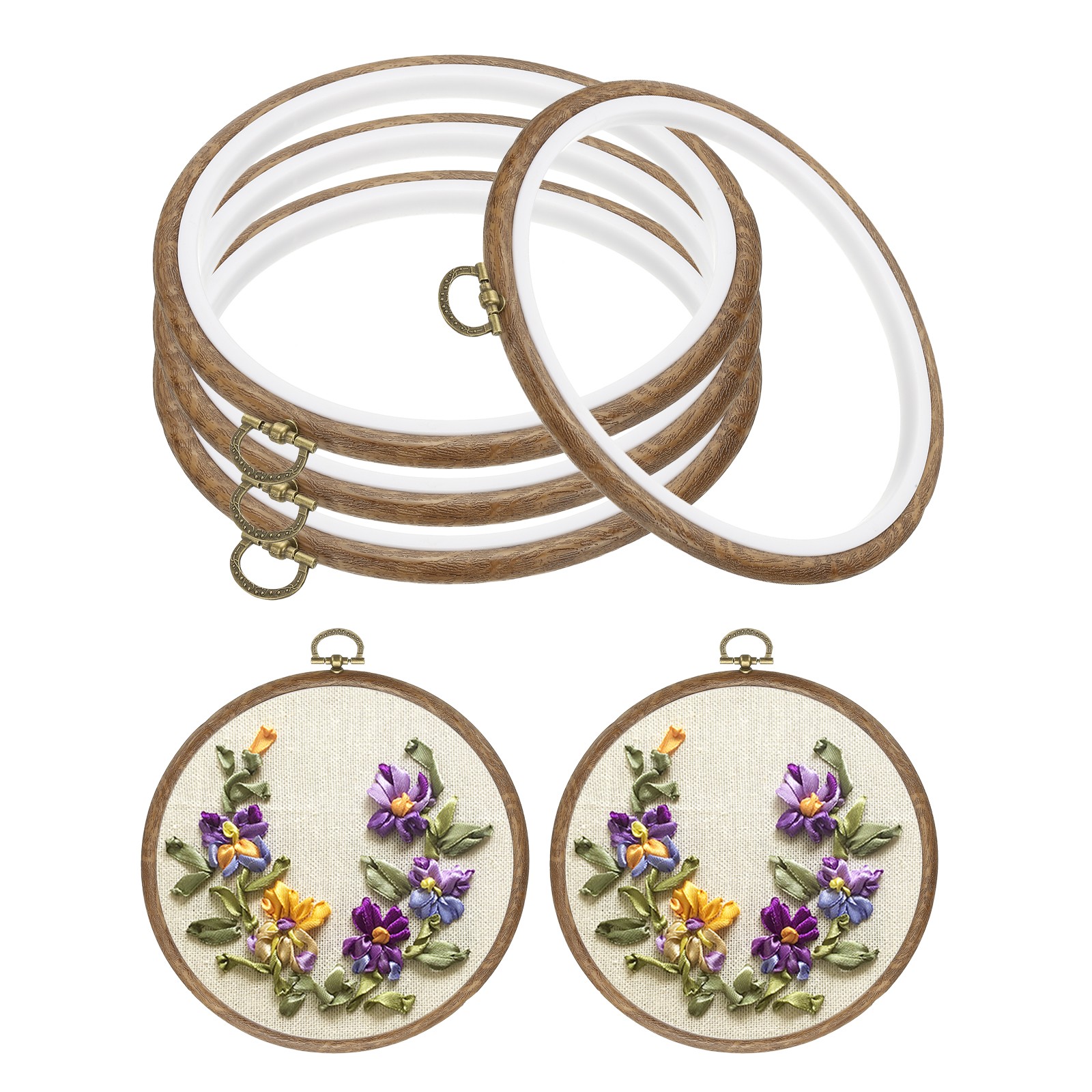 Hoops Imitated Wood Circle Frame Cross Stitch Hoop Ring