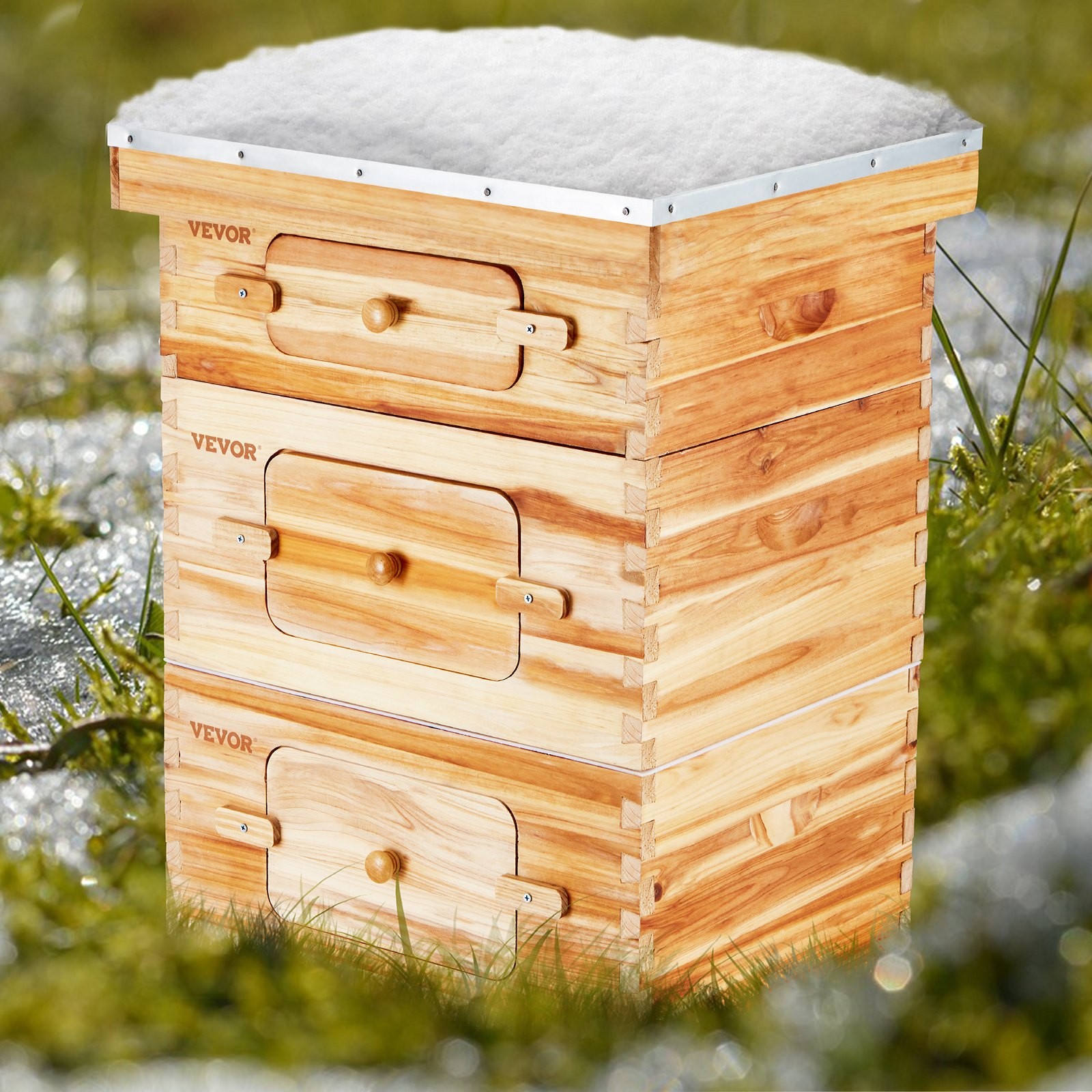 VEVOR Bee Hive 30 Frame Bee Hives Starter Kit, Beeswax Coated Fir Wood, 2 Deep +