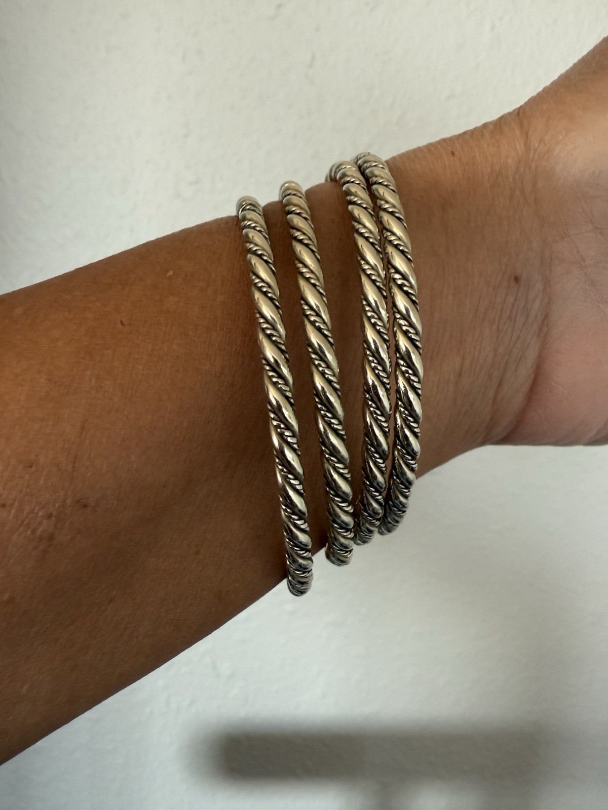 Four Sterling Silver Bangle Bracelets Marked Mexi… - image 2