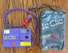 VTG Le Clic Purple 110 Film Camera w/ case 1980s - Untested, For Parts Only