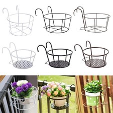 Round Hanging Planter Plant Pots Trough Garden Fence Balcony Railing Flower Pot
