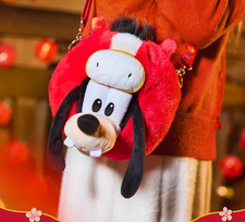 Authentic Shanghai Disney 2026 Lunar New Year Goofy Plush Crossbody Bag New