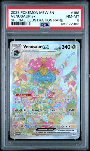 2023 POKEMON MEW EN-151 SPECIAL ILLUSTRATION RARE #198 VENUSAUR EX PSA 8
