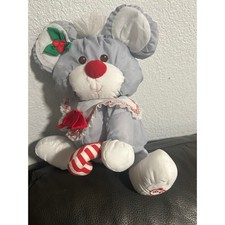 Vintage 1987 Fisher Price Plush Christmas Mouse puffalump 13" rare plush