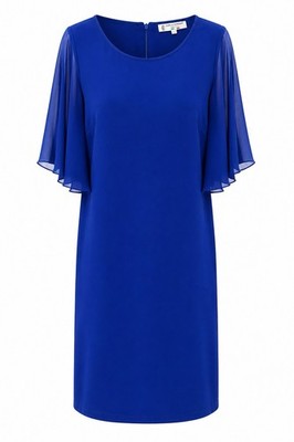 17361 DAMEN KLEID CARLA FERRONI EINFARBIG MIT FLÜGELSCHLEIERÄRMEL 
