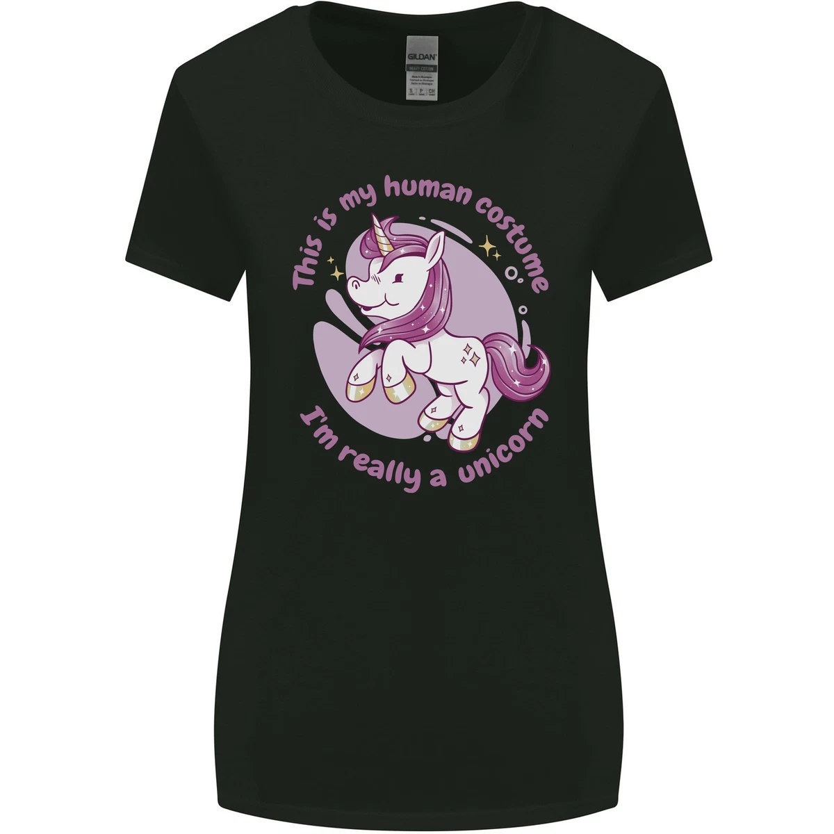 Maglietta Donna Unicorno Maniche Corte - Stampa Divertente, 80% Cotone, Taglie Dalla S Alla 3XL