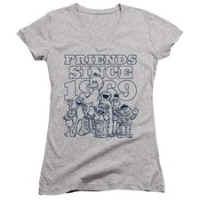 Sesame Street Juniors V-Neck Friends Since 1969 Heather Tee