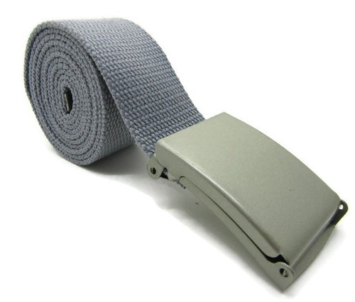 Unisex High Quality Canvas Fabric Webbing Belt Brushed Silver Buckle Army Style - Picture 147 of 275