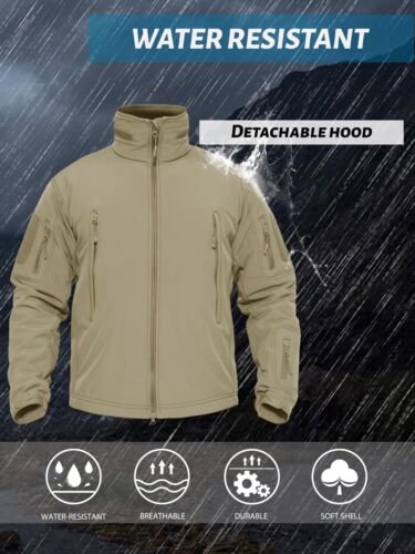 Men's Waterproof Tactical Soft Shell Jacket Coat Army Windbreaker Outdoor Hiking - Picture 61 of 96