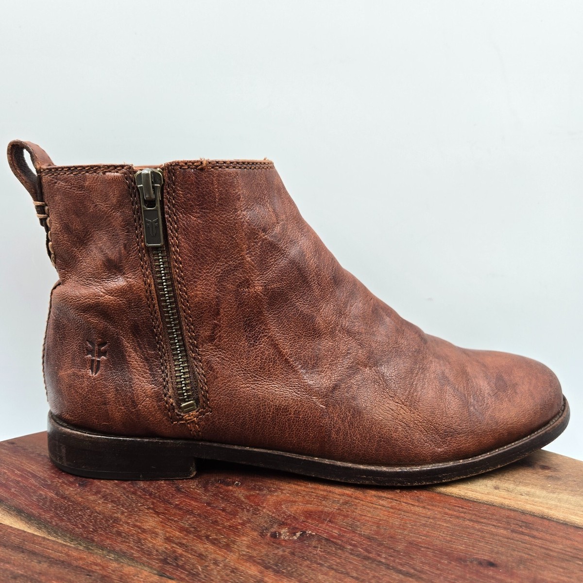 Frye Anna Boots Womens 7.5M Brown Leather Distressed Western