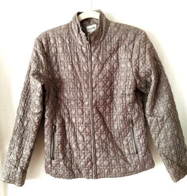 Chico's Zip Front Quilted Jacket 2 Zip Pockets Lined Size 1 (8