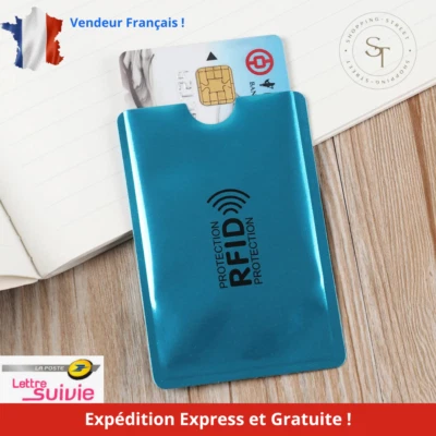 Protection Carte Bancaire RFID NFC Sans Contact Anti Piratage Pochette Bleu🔒