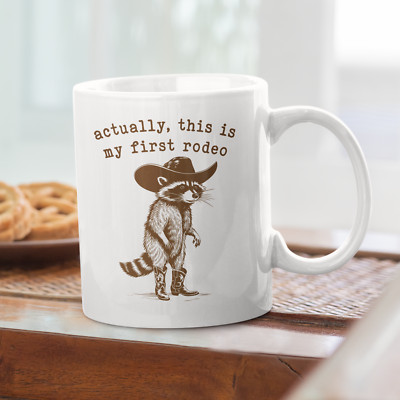 Eigentlich ist dies mein erster Rodeo Kaffee Tee Becher - süß Waschbär Western Geschenk