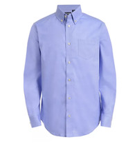 New $30.00 CHAPS Boys Long Sleeve Stretch Oxford Blue Shirt  - Size: XS 6-7