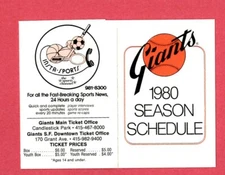 MLB BASEBALL 1980 SAN FRANCISCO GIANTS pocket schedule INSTA-SPORTS