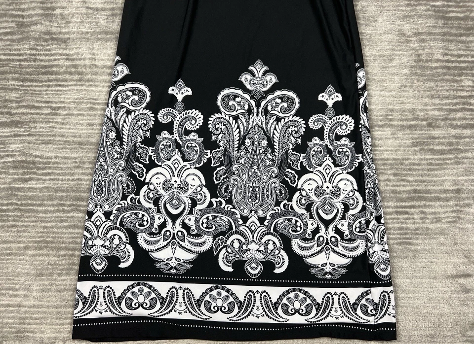 Studio Y Dress Womens XS Black White V-Neck Maxi Polyester Blend Casual - Imagem 3 de 4