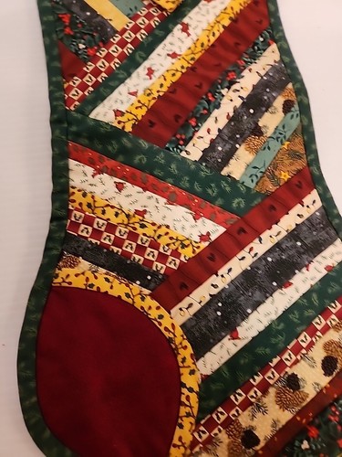 Handarbeit Vintage Patchwork Weihnachtsstrumpf gesteppt 22" doppelseitig gefüttert - Bild 4 von 7