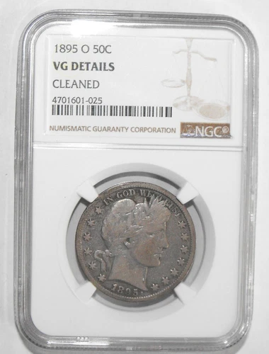 1895-O Barber Half Dollar, NGC VG Details, Cleaned