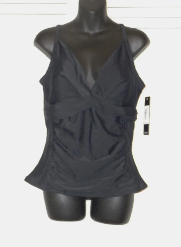 Top de natación Nicole Miller Tankini nuevo con etiquetas talla 1x negro nuevo Foto 3 de 4