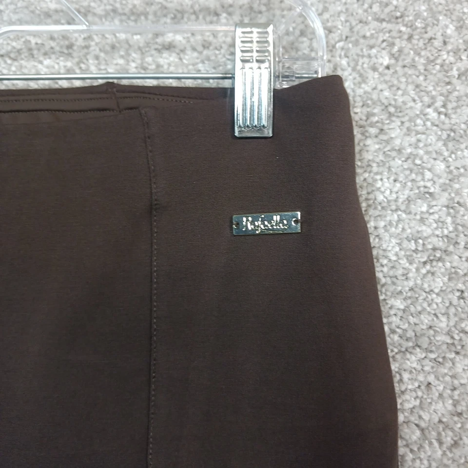 Pantalones Rafaella para mujer talla 4 marrón cómodo tejido elástico tiro medio tirar Foto 3 de 4