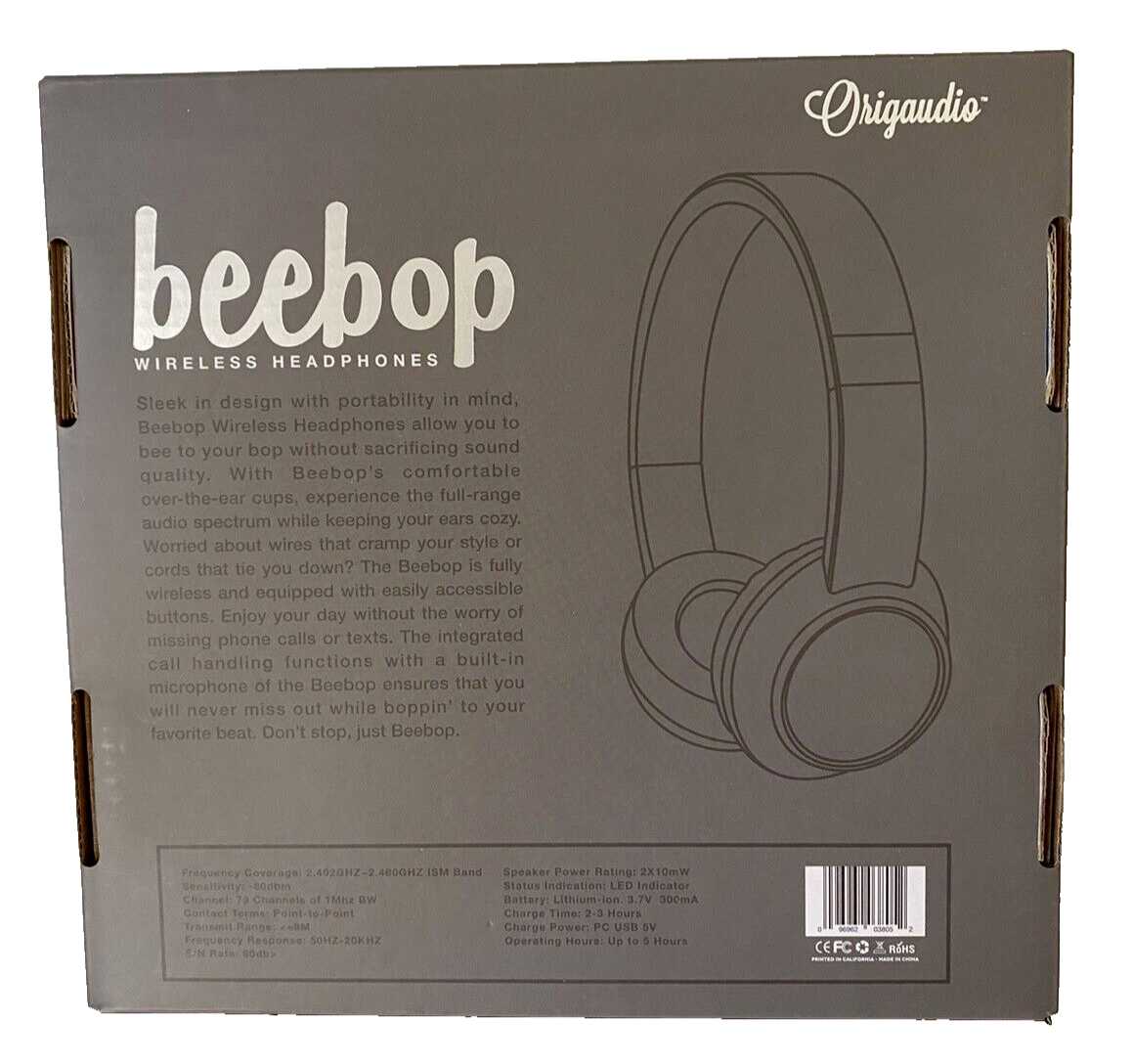 Beebop Wireless Headphones TITOs VODKA LOGO Origaudio Over the Ear Headset  NEW