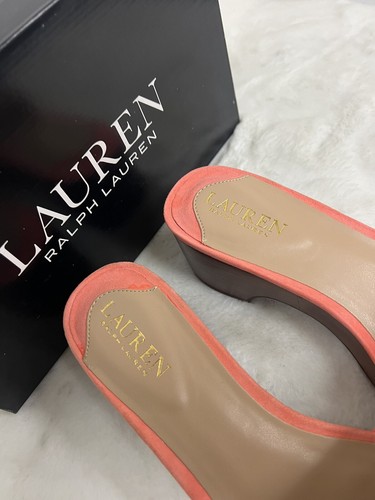 Lauren Ralph Lauren Women Platform Slide Sandals Roxanne Size US 8B Coral Pink - Picture 4 of 8