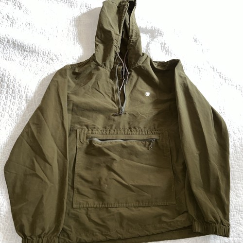Giacca Brixton Uomo Piccolo Pullover Verde Con Cappuccio Mezza Cerniera Luce Tascabile - Foto 2 di 8