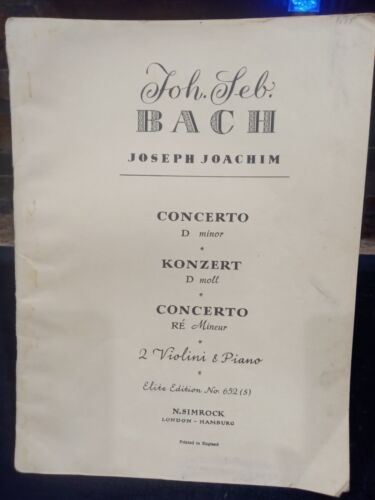 BACH Joseph Joachim Concerto D Minor Konzert D Moll Elite Edition No. 652(s) - Afbeelding 1 van 4
