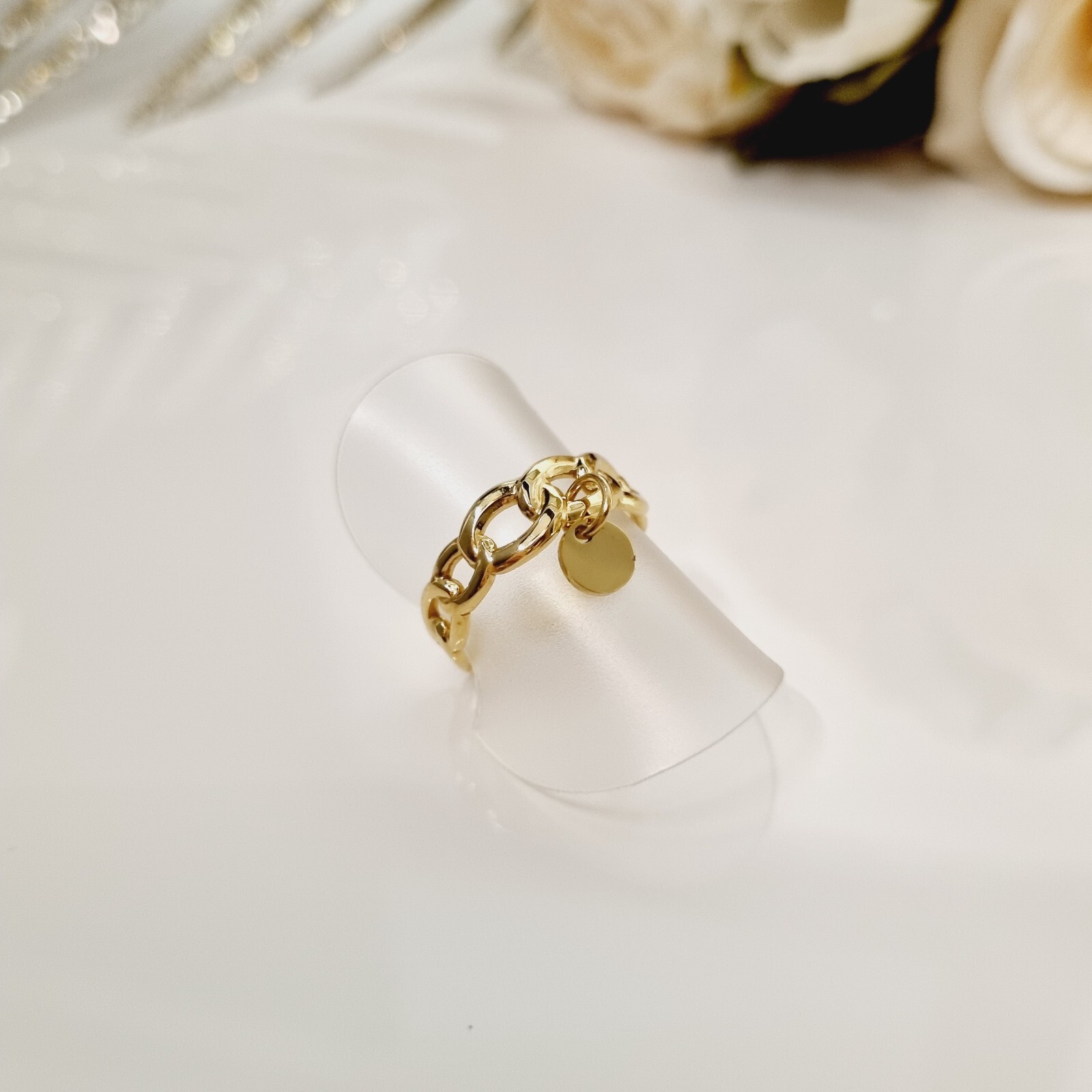 Bague Marta acier inoxydable or anti-ternissement anneau large breloque