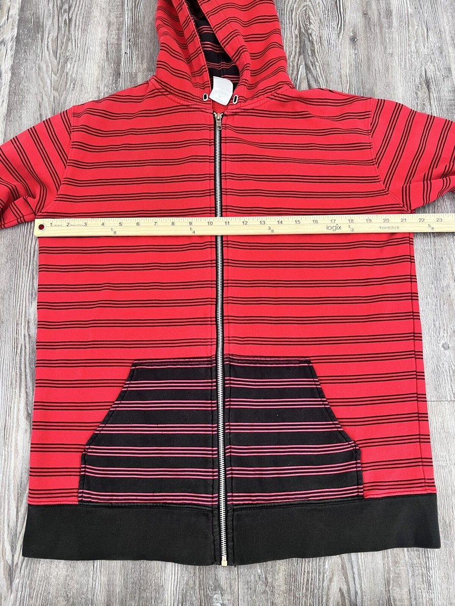 Y2K Stripes Black And Red ￼Goth Emo Grunge Vintage Zip Up Jacket