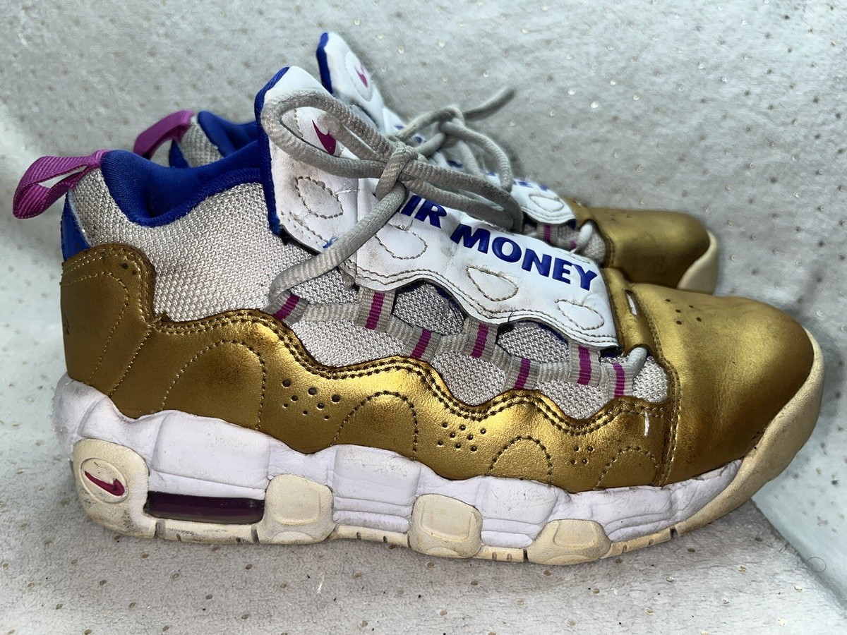 Nike Air More Money GS 4 Youth Shoes White Gold Fuchsia AH5215 101