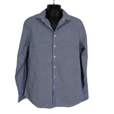 Goodfellow Mens sz L Casual Dress Shirt Blue Plaid Button Down Slim Fit Long Slv