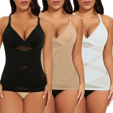US Women V-Neck Shapewear With Built-in Bra Tummy Control Slimming Waist Trainer
