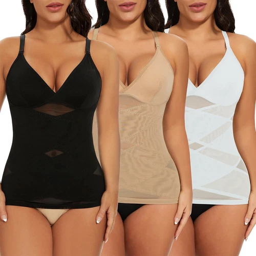 Prendas moldeadoras con cuello en V y sujetador incorporado control de abdomen adelgazante entrenador de cintura EE. UU. para mujeres - Imagen 1 de 25