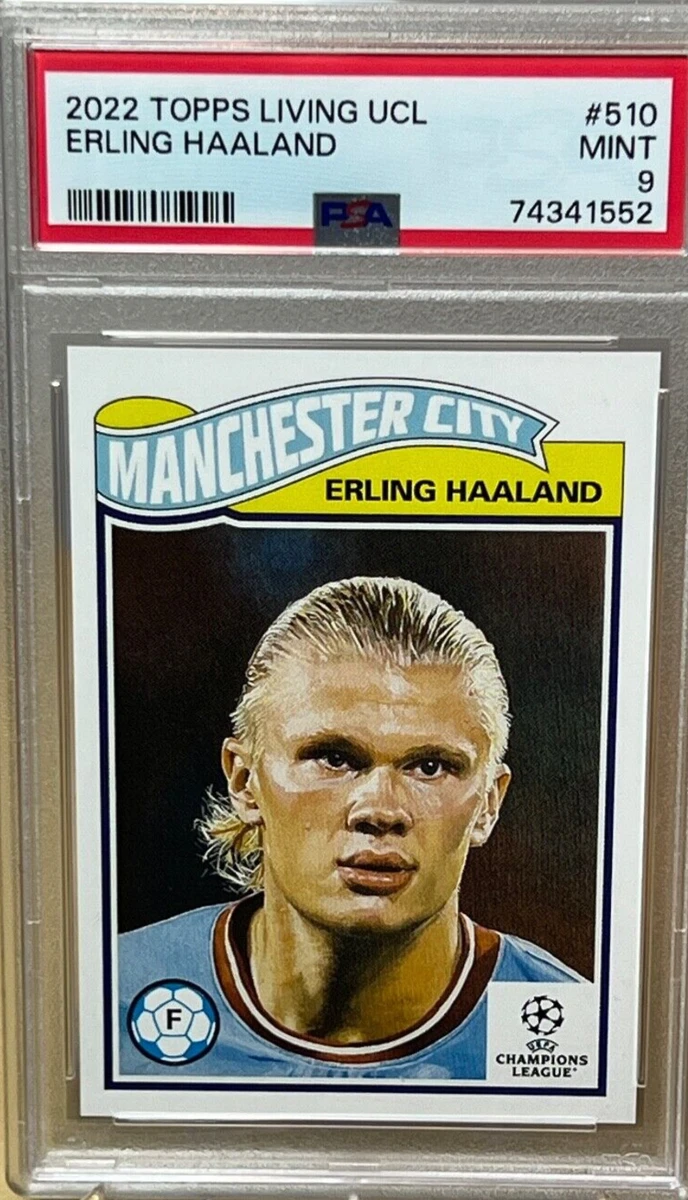 ERLING HAALAND PSA 9 2022 TOPPS LIVING SOCCER UEFA UCL MANCHESTER