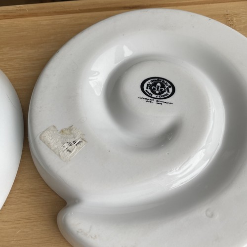 Crate & Barrel Round Swirl Olive Appetizer Plates BIA Cordon Bleu White Set Of 3 - Bild 8 von 8