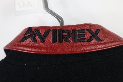 Vintage 90s Avirex Mens 3XL Distressed Spell Out Wool Leather Varsity Jacket - Picture 21 of 22