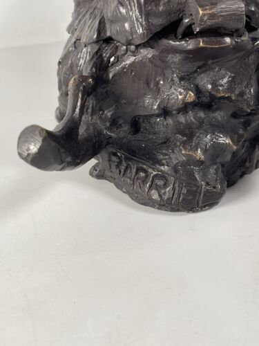 Antique Bronze Figural Boar Sculptural Inkwell | Signed Barrie Design by Fratin - Picture 2 of 10