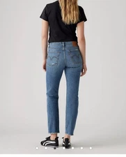 Levi's Women’s Wedgie Straight Fit Button Fly Cropped Jeans Distressed Size 27 